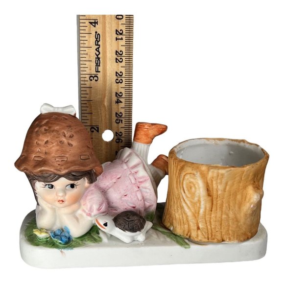 VTG 1982 W.A.Stratford Bonnie Brite Porcelain Bisque Candle Holder turtle‎ girl - Picture 10 of 10